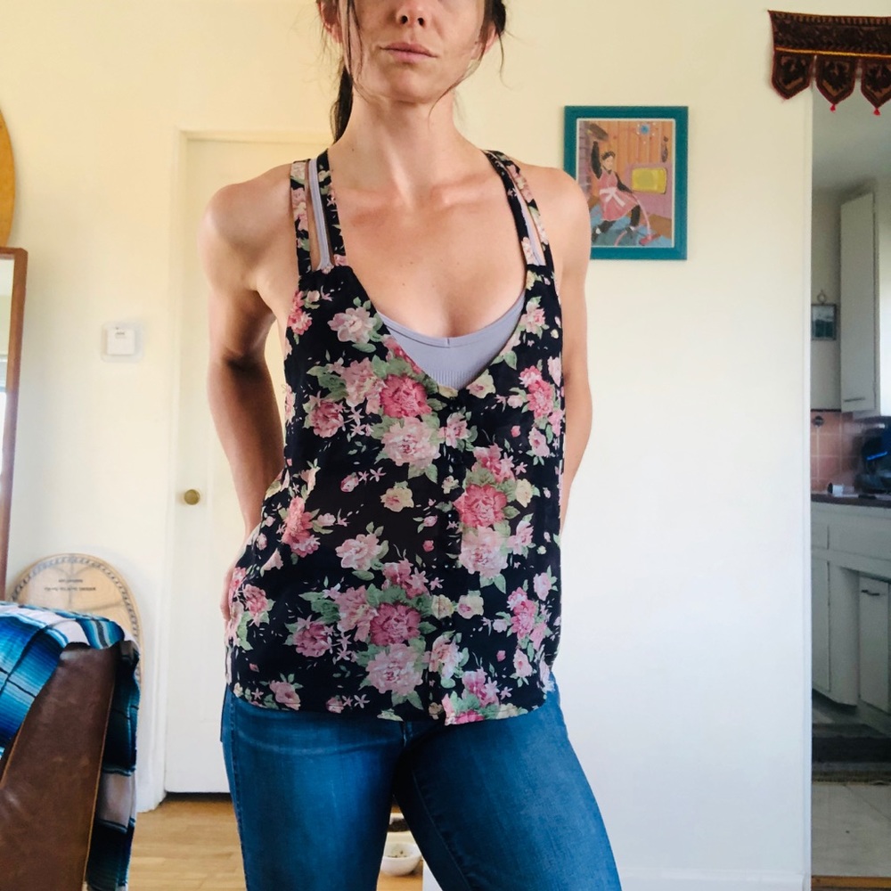 COPY - Floral Sheer Spaghetti Strap Blouse